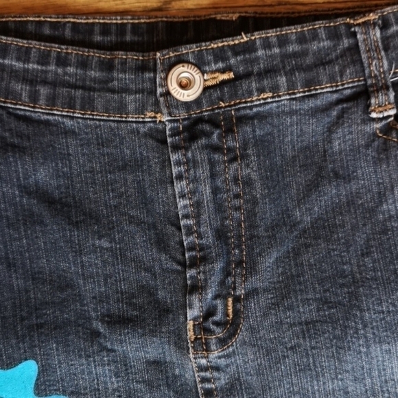 Long Distressed Grafitti Denim Mermaid Skirt Large - Picture 10 of 12